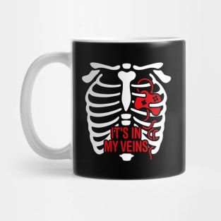 It's in my veins Halloween Rib cage heart gaming gamer Halloween Mug